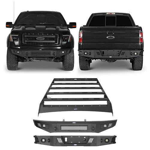 Front Bumper & Rear Bumper & Roof Rack for 2009-2014 Ford F-150