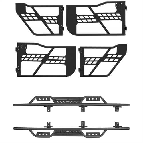 Jeep JT 4-Door Side Steps & Tubular Half Doors for 2020-2023 Jeep Gladiator JT  ultralisk4x4 ULB.3009+7001 2