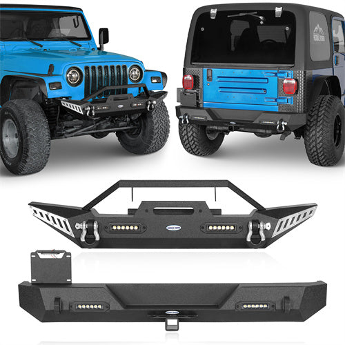 Stubby Front Bumper & Different Trail Rear Bumper Combo(97-06 Jeep Wrangler TJ YJ) - ultralisk4x4