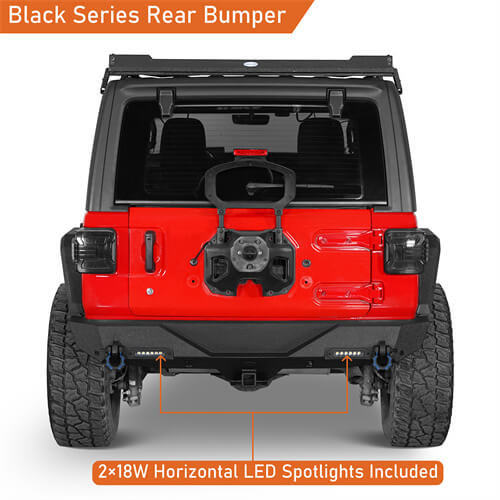 Off-Road Rear Bumper w/ LED spotlights For 2018-2024 Jeep Wrangler JL - Ultralisk4x4-u3003-4