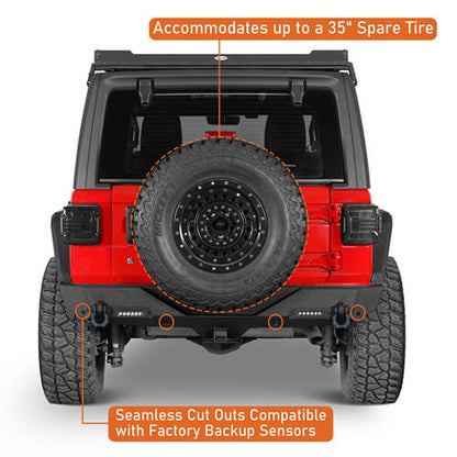 Off-Road Rear Bumper w/ LED spotlights For 2018-2024 Jeep Wrangler JL - Ultralisk4x4-u3003-6