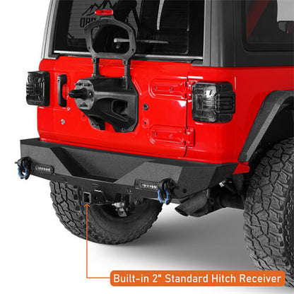 Off-Road Rear Bumper w/ LED spotlights For 2018-2024 Jeep Wrangler JL - Ultralisk4x4-u3003-7