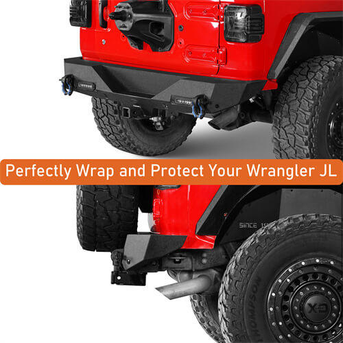 Off-Road Rear Bumper w/ LED spotlights For 2018-2024 Jeep Wrangler JL - Ultralisk4x4-u3003-8