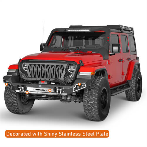 Off road Full-Width Front Bumper For 2018-2024 Jeep Wrangler JL GLadiator JT - Ultralisk4x4-u3013s-4