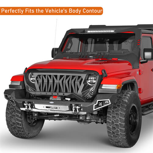 Off road Full-Width Front Bumper For 2018-2024 Jeep Wrangler JL GLadiator JT - Ultralisk4x4-u3013s-5