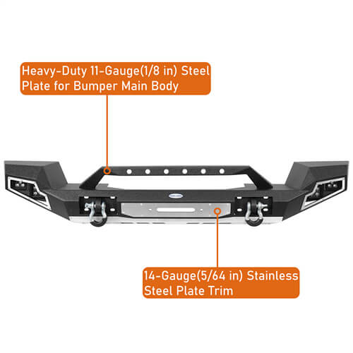 Off road Full-Width Front Bumper For 2018-2024 Jeep Wrangler JL GLadiator JT - Ultralisk4x4-u3013s-8