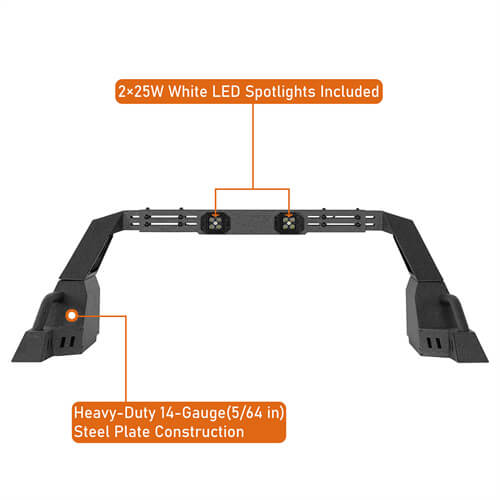 Adjustable Roll Bar For 05-24 Toyota Tacoma | 19-24 Ford Ranger | 15-24 GMC Canyon | 15-24 Chevrolet Colorado - Ultralisk4x4-u9911s-8