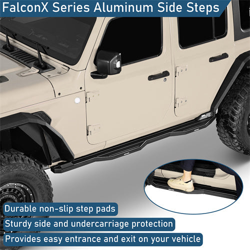 Aftermarket Aluminum Side Step Bars For 2018-2024 Jeep Wrangler JL 4-Door - u3078-4