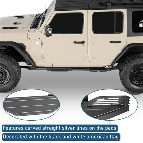 Aftermarket Aluminum Side Step Bars For 2018-2024 Jeep Wrangler JL 4-Door - u3078-6