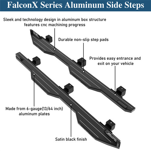 Aftermarket Aluminum Side Step Bars For 2018-2024 Jeep Wrangler JL 4-Door - u3078-9