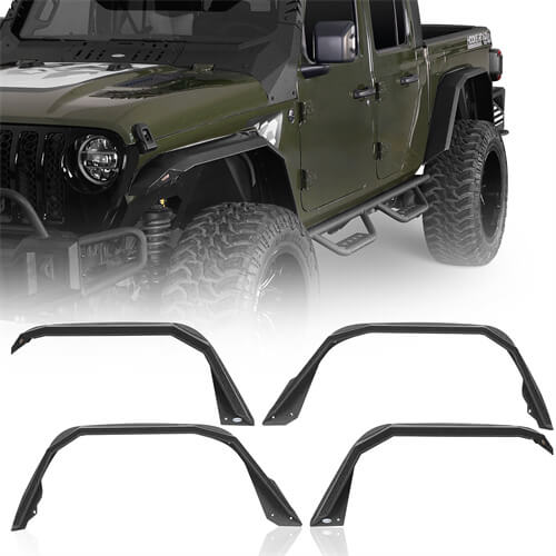 Aftermarket Flux Tube Fender Flares For 2020-2024 Jeep Gladiator JT - Ultralisk4x4 -u7022-1