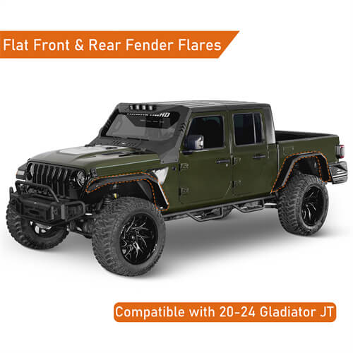 Aftermarket Flux Tube Fender Flares For 2020-2024 Jeep Gladiator JT - Ultralisk4x4 -u7022-7