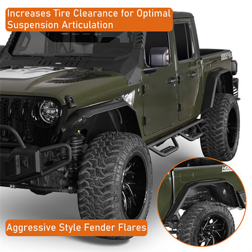 Aftermarket Flux Tube Fender Flares For 2020-2024 Jeep Gladiator JT - Ultralisk4x4 -u7022-5