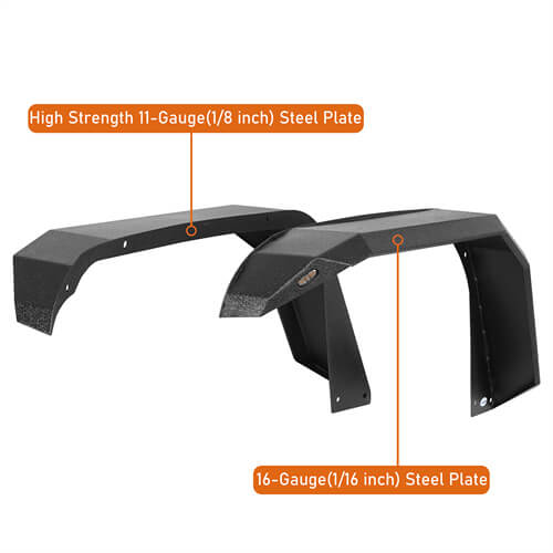 Aftermarket Flux Tube Fender Flares For 2020-2024 Jeep Gladiator JT - Ultralisk4x4 -u7022-9