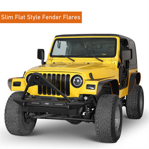 Aftermarket Front & Rear Fender Flares Kit For 1997-2006 Jeep Wrangler TJ - Ultralisk4x4