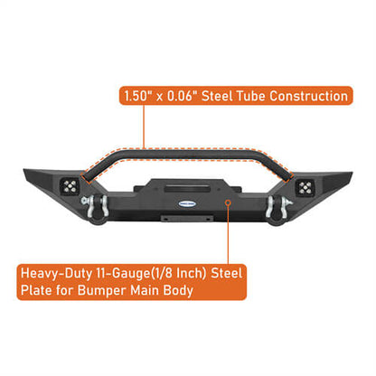 Aftermarket Front Bumper w/ Winch Plate & LED Spotlights For 1997-2006 Jeep Wrangler TJ - Ultralisk4x4-u10121s-7