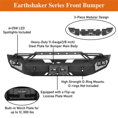 Aftermarket Front Bumper w/ Winch Plate For 2006-2008 Ram 1500 - Ultralisk4x4 -u6506-9