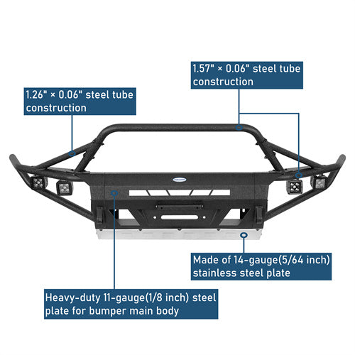 Aftermarket Tube Front Bumper For 2016-2023 Toyota Tacoma 3rd Gen - Ultralisk4x4-u4226-9