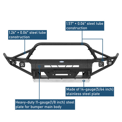 Aftermarket Tube Front Bumper For 2016-2023 Toyota Tacoma 3rd Gen - Ultralisk4x4-u4226-9