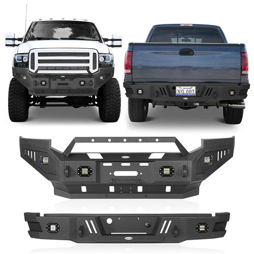 Aftermarket Front & Rear Bumper w/ LED Lights For 2005-2007 Ford F-250/F-350 - Ultralisk4x4