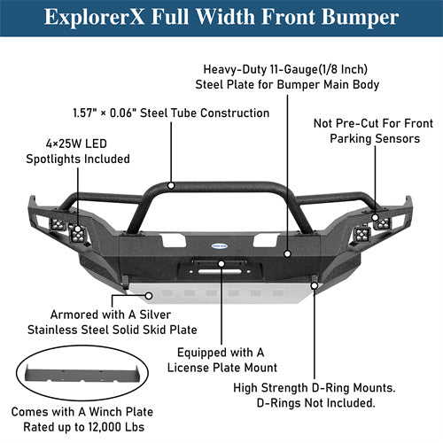 Aftermarket Full-Width Front Bumper For 2014-2024 Toyota 4Runner - u9815-10