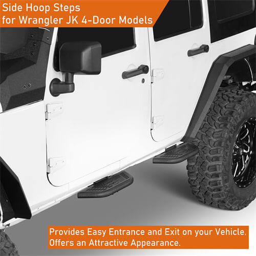 Side Hoop Steps Kit Jeep Wrangler Accessories For 2007-2018 Jeep Wrangler JK 4-Door - Ultralisk4x4 ul094s 10