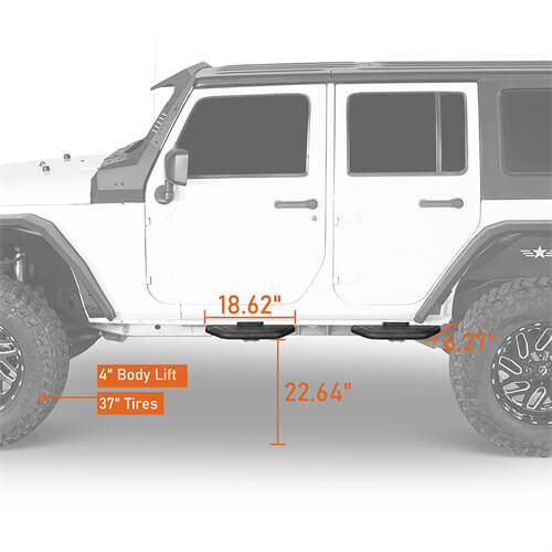 Side Hoop Steps Kit Jeep Wrangler Accessories For 2007-2018 Jeep Wrangler JK 4-Door - Ultralisk4x4 ul094s 14