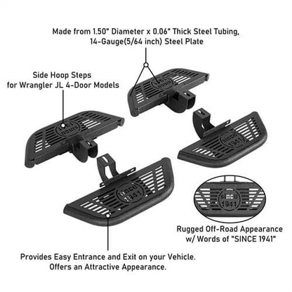 Side Hoop Steps Kit Jeep Wrangler Parts For 2018-2023 Jeep Wrangler JL 4-Door - Ultralisk4x4 b3059s 16