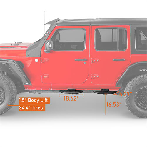 Side Hoop Steps Kit Jeep Wrangler Parts For 2018-2023 Jeep Wrangler JL 4-Door - Ultralisk4x4 b3059s 9