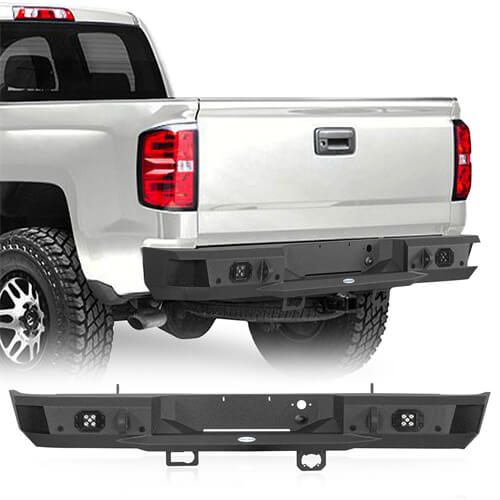 Aftermarket Rear Bumper w/ LED spotlights For Chevy Silverado 1500 - Ultralisk4x4 -u9036-1