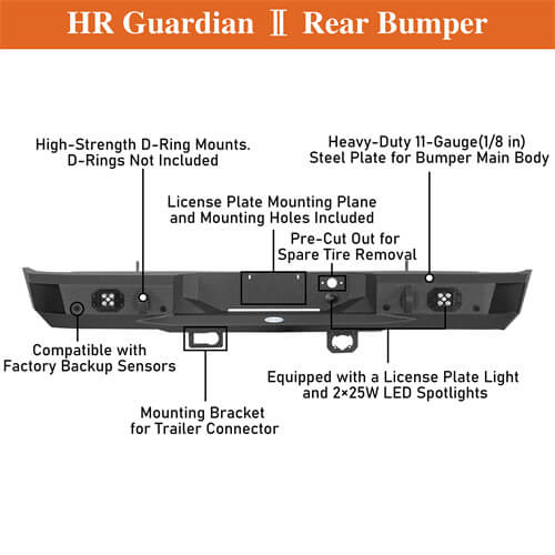 Aftermarket Rear Bumper w/ LED spotlights For Chevy Silverado 1500 - Ultralisk4x4 -u9036-11