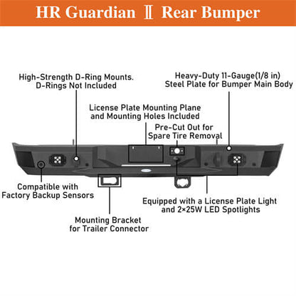 Aftermarket Rear Bumper w/ LED spotlights For Chevy Silverado 1500 - Ultralisk4x4 -u9036-11