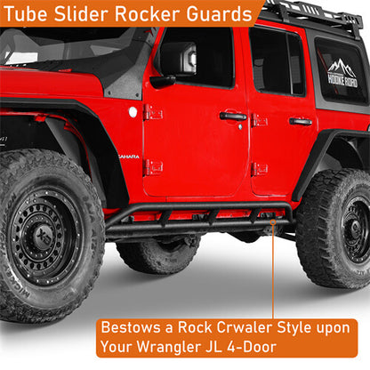 Aftermarket Tube Slider Rocker Guards For 2018-2024 Jeep Wrangler JL 4-Door-u3079s-4