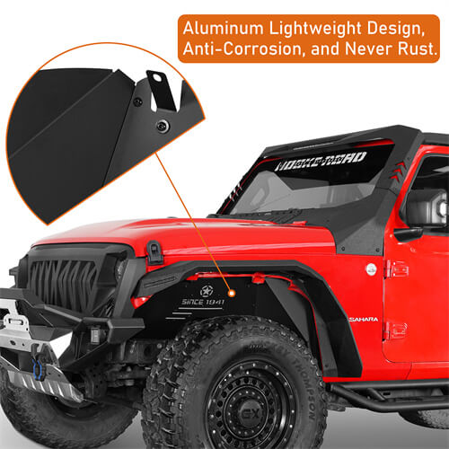 Aluminum Front Inner Fender Liners For 2018-2024 Jeep Wrangler JL & Gladiator JT - Ultralisk4x4-u3075s-7