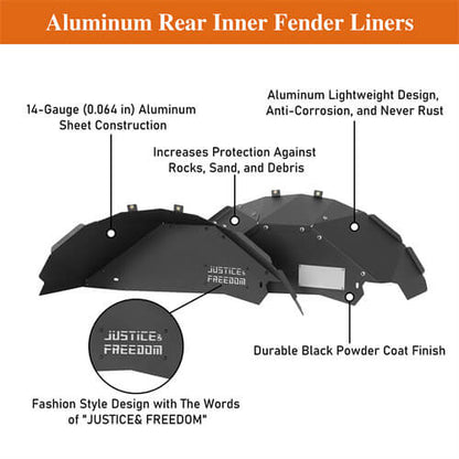 Aluminum Rear Inner Fender Liners For 2007-2018 Jeep Wrangler JK - Ultralisk4x4-u2116s-9