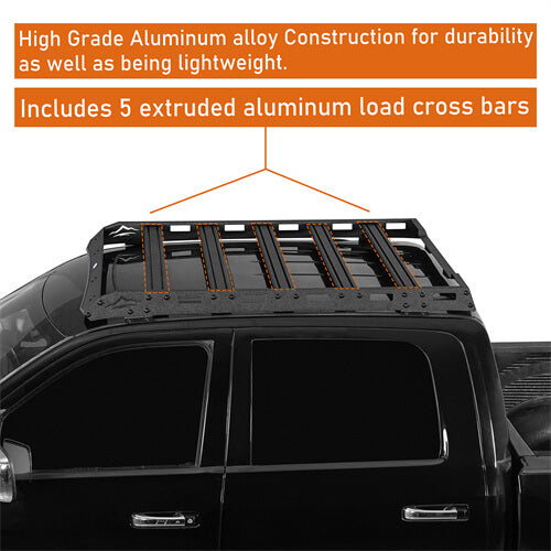 Aluminum Roof Rack For 2009-2018 Ford F-150 Raptor & F-150 Super Crew | Ram 1500  Crewcab & Quad Cab - Ultralisk4x4-u9909s-9