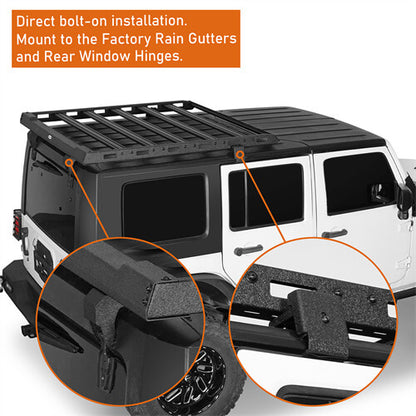 2007-2018 Jeep Wrangler JK Aluminum Roof Top Cargo Rack For Hard Top 2/4 Doors - Ultralisk4x4 ul2078 16