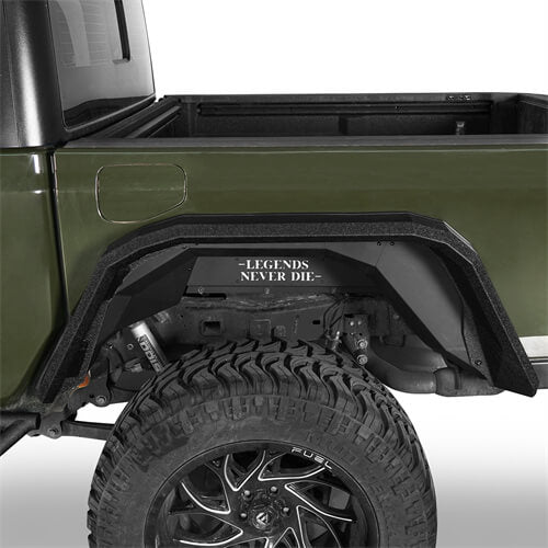 Black Textured Flat Rear Fender Flares for 2020-2023 Jeep Gladiator JT -  ultralisk4x4 ul7016s 20