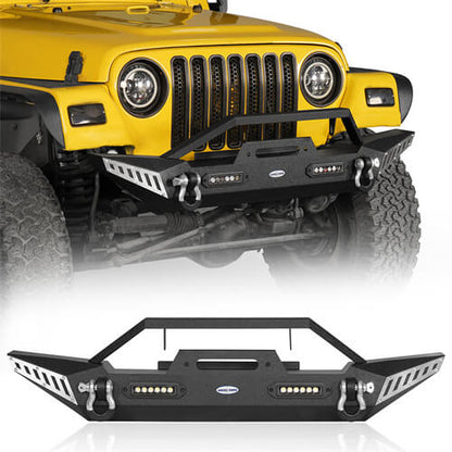 Blade Master Stubby Front Bumper w/Winch Plate & LED Accent Lights For 1987-2006 Jeep Wrangler TJ YJ - Ultralisk 4x4