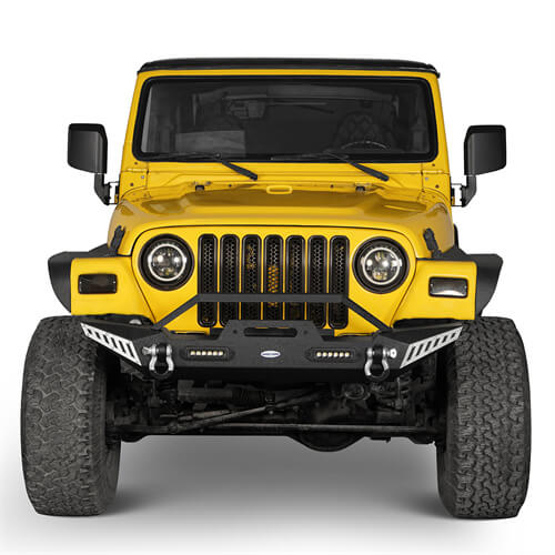 Blade Master Stubby Front Bumper w/Winch Plate & LED Accent Lights For 1987-2006 Jeep Wrangler TJ YJ - Ultralisk 4x4