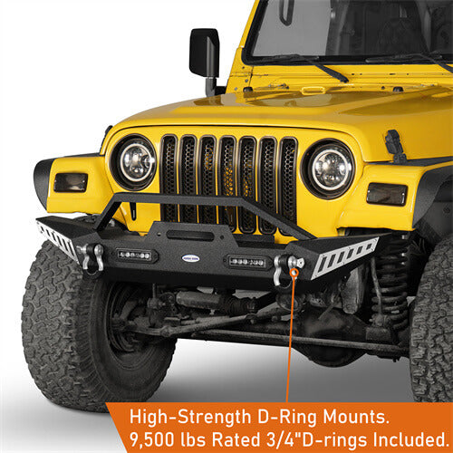 Blade Master Stubby Front Bumper w/Winch Plate & LED Accent Lights For 1987-2006 Jeep Wrangler TJ YJ - Ultralisk 4x4