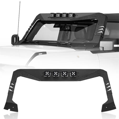 Bronco Madmax Windshield Frame Cover Body Amor w/4 LED Light For 2021-2023 Ford Bronco - ultralisk4x4 ul8918s 3