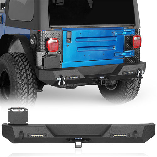 Car Bumper Rear Bumper w/ LED Lights For 1997-2006 Jeep Wrangler TJ - Ultralisk4x4 - u1009-1