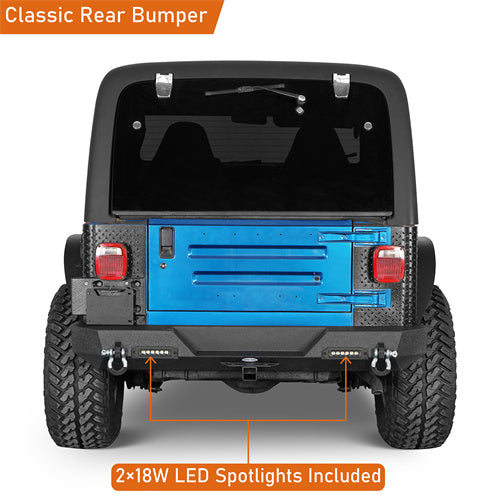 Car Bumper Rear Bumper w/ LED Lights For 1997-2006 Jeep Wrangler TJ - Ultralisk4x4 - u1009-5