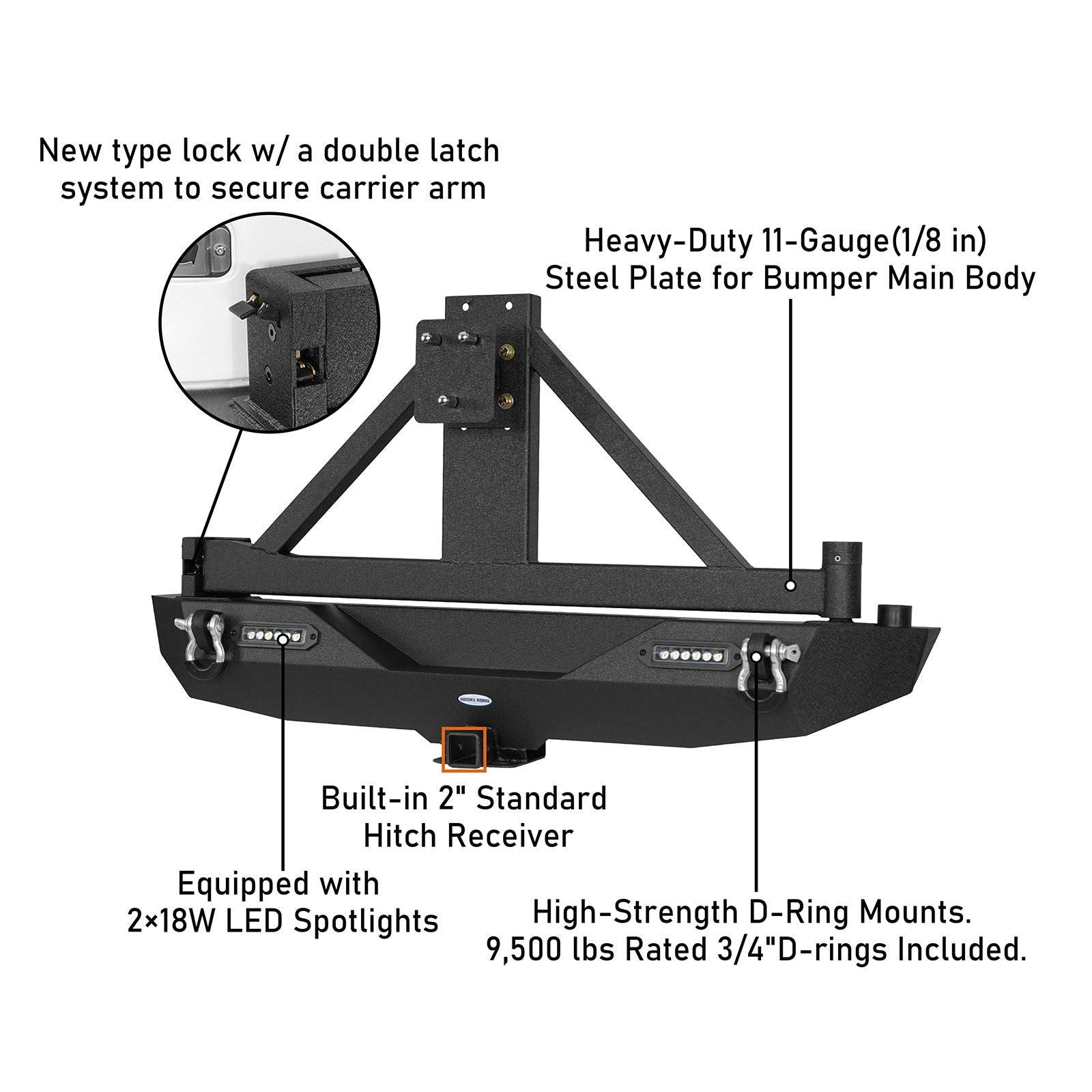 Jeep JK Different Trail Front and Rear Bumper Combo for 2007-2018 Jeep Wrangler JK - Ultralisk 4x4 ULB.3018+ULB.2029 12