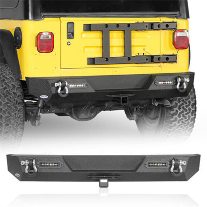 Different Trail Rear Bumper w/ 2" Hitch Receiver & LED Lights For 1987-2006 Jeep Wrangler TJ YJ - ultralisk4x4-u1009-1