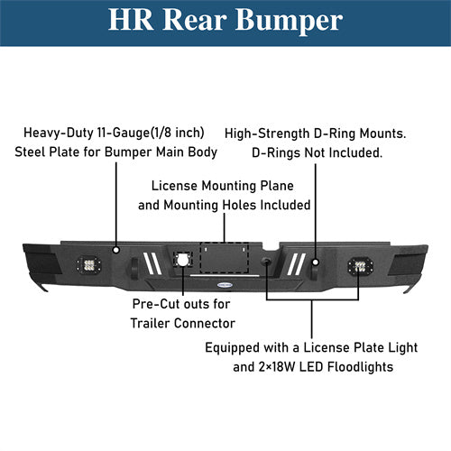 Off Road Rear Bumper w/Floodlights For 2003-2009 Dodge Ram 2500/3500  - Ultralisk 4x4