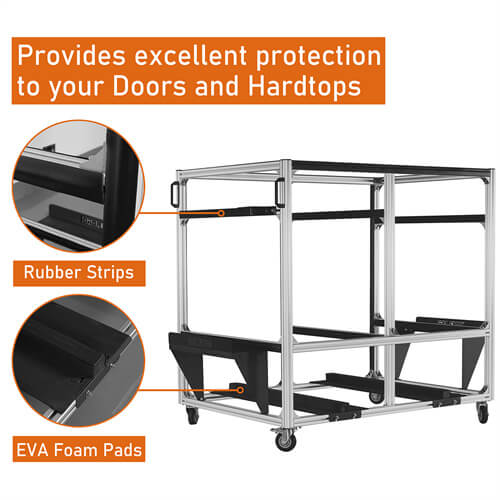 Products Doors and Hardtops Storage Cart (97-23 Wrangler TJ JK JL Hardtop Gladiator JT Hardtop & 21-23 Ford Bronco Hardtop) u2067s 3