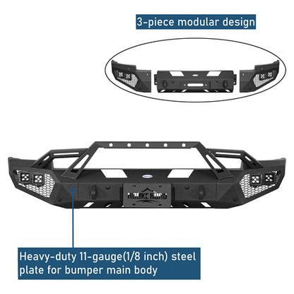 Earthshaker Series Front Bumper w/ Winch Plate & LED Spotlights For 2014-2015 Chevy Silverado 1500 - Ultralisk4x4