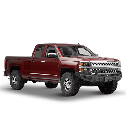 Earthshaker Series Front Bumper w/ Winch Plate & LED Spotlights For 2014-2015 Chevy Silverado 1500 - Ultralisk4x4